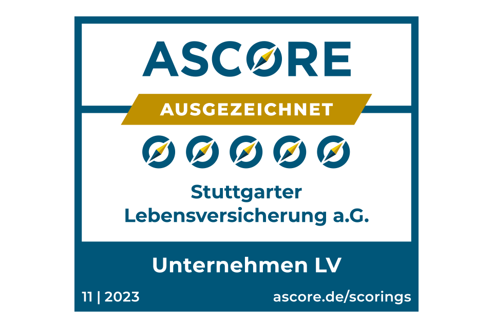 ASCORE-Siegel mit Prädikat ausgezeichnet" für Die Stuttgarter Lebensversicherung a. G.